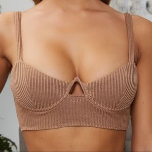 Oh Polly - Underwired Bralette Crop Top - Coffee